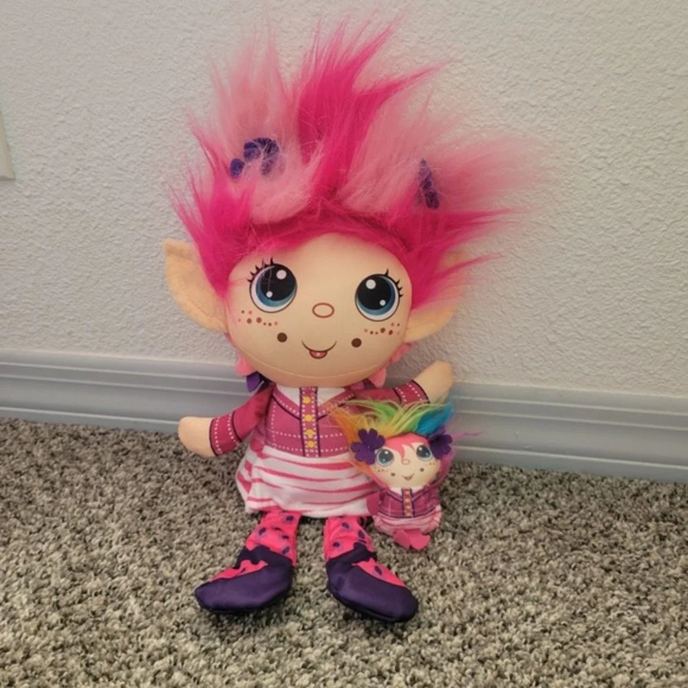 FlipZee‎ Trolls 2018  Pink Hair Plush Doll Convertible Lot with Mini Troll